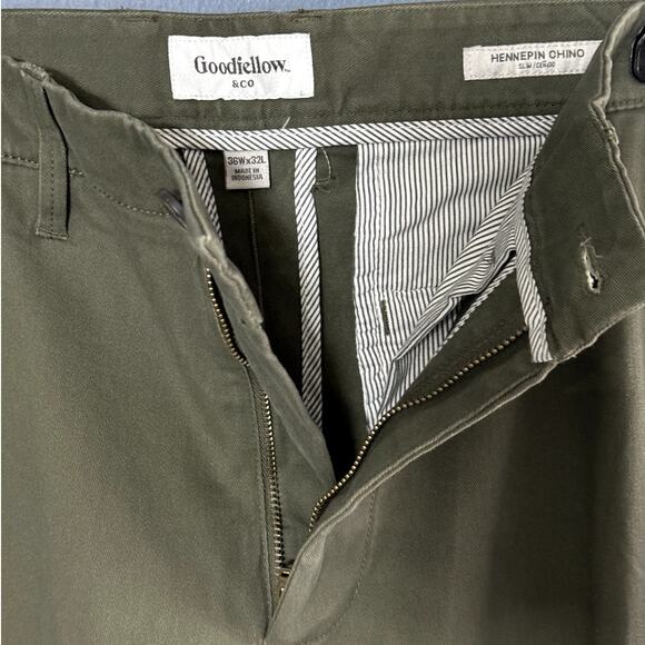 GOODFELLOW & CO GREEN MENS DRESS HENNEPIN CHINO PANTS SIZE 36 WAIST X 32 INSEAM - Picture 6 of 11